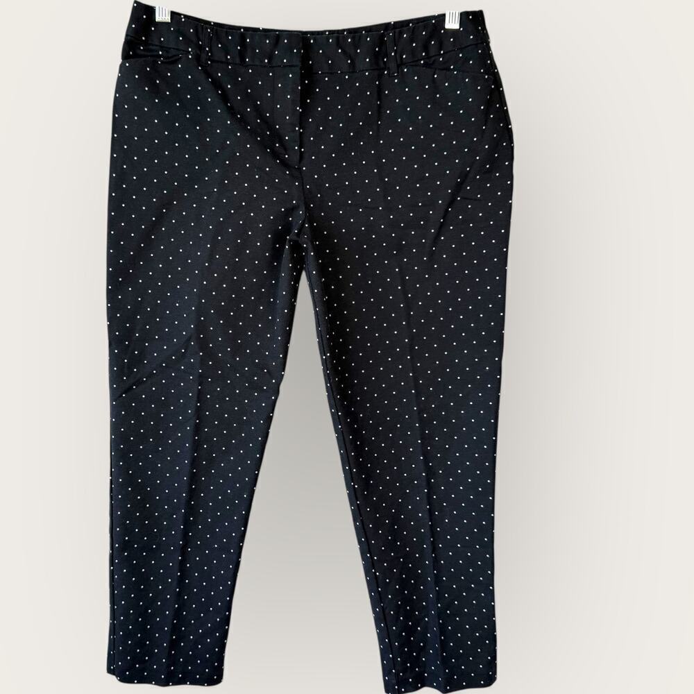 Liz Claiborne Classic Career Crop Tapered Ankle Pants Size 12 Black White Polka